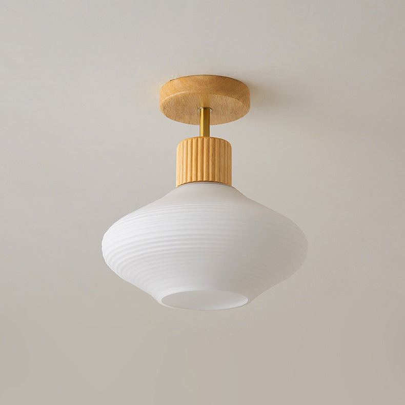 Moderne Japandi Plafondlamp Hout en Glas