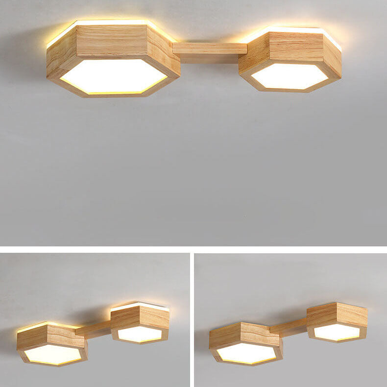 Moderne Houten Japandi LED Plafondlamp