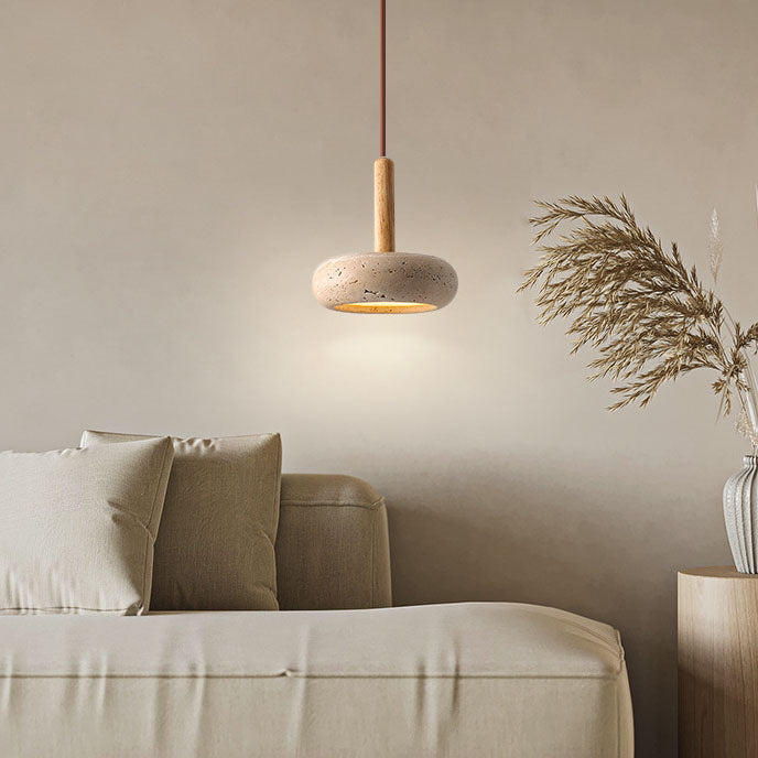 Japanse Hanglamp Geel Travertin LED