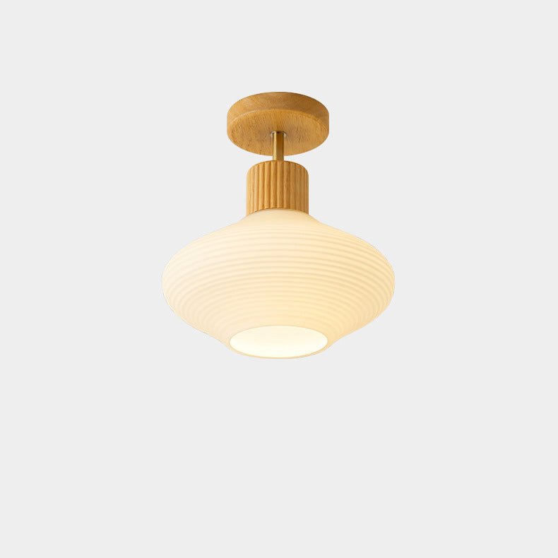Moderne Japandi Plafondlamp Hout en Glas