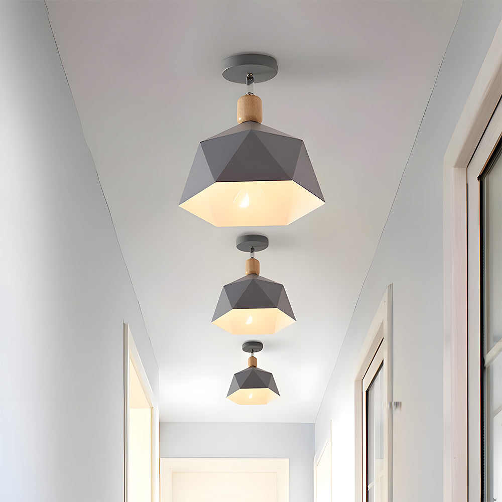 Scandinavische Plafondlamp met Houten Accent