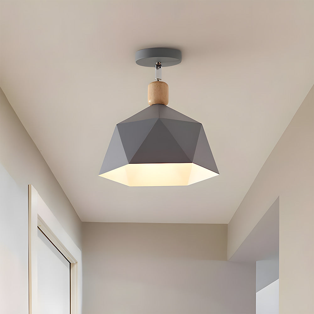 Scandinavische Plafondlamp met Houten Accent