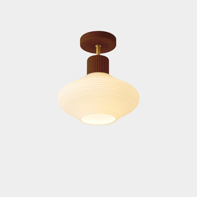 Moderne Japandi Plafondlamp Hout en Glas