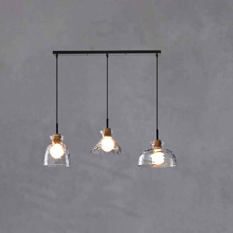 Moderne Glazen Hanglamp Met Houten Accenten
