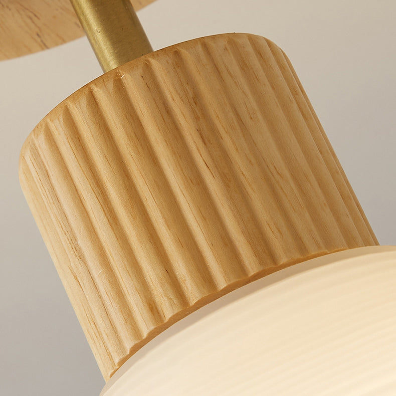 Moderne Japandi Plafondlamp Hout en Glas