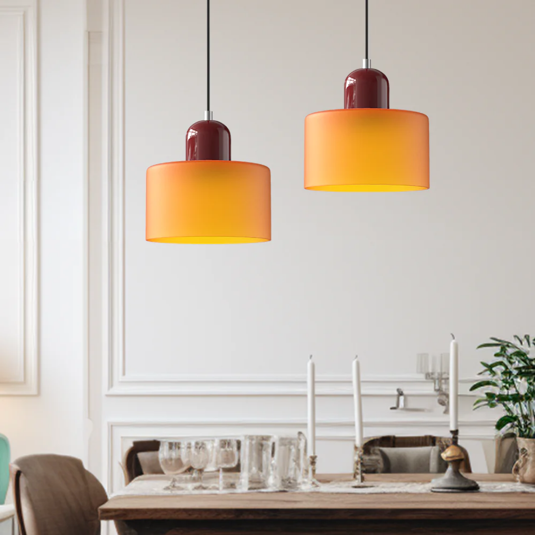 Retro glazen hanglamp Ø15 cm
