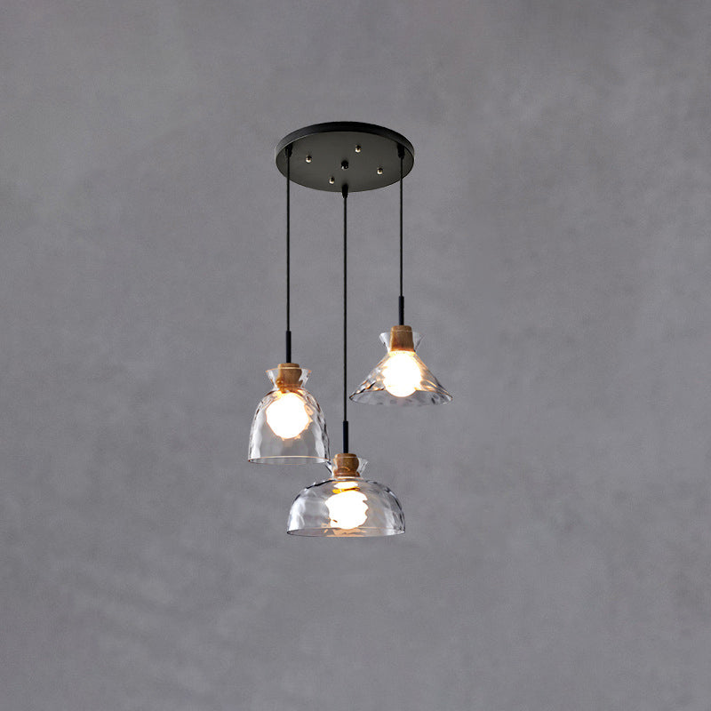 Moderne Glazen Hanglamp Met Houten Accenten