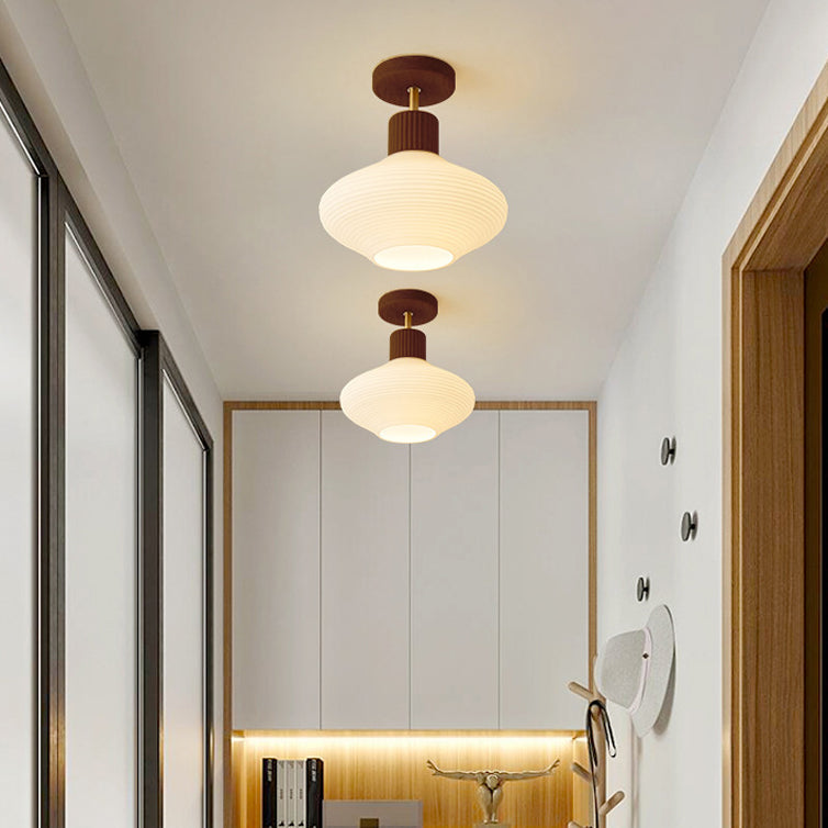 Moderne Japandi Plafondlamp Hout en Glas