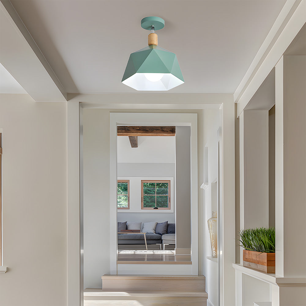Scandinavische Plafondlamp met Houten Accent