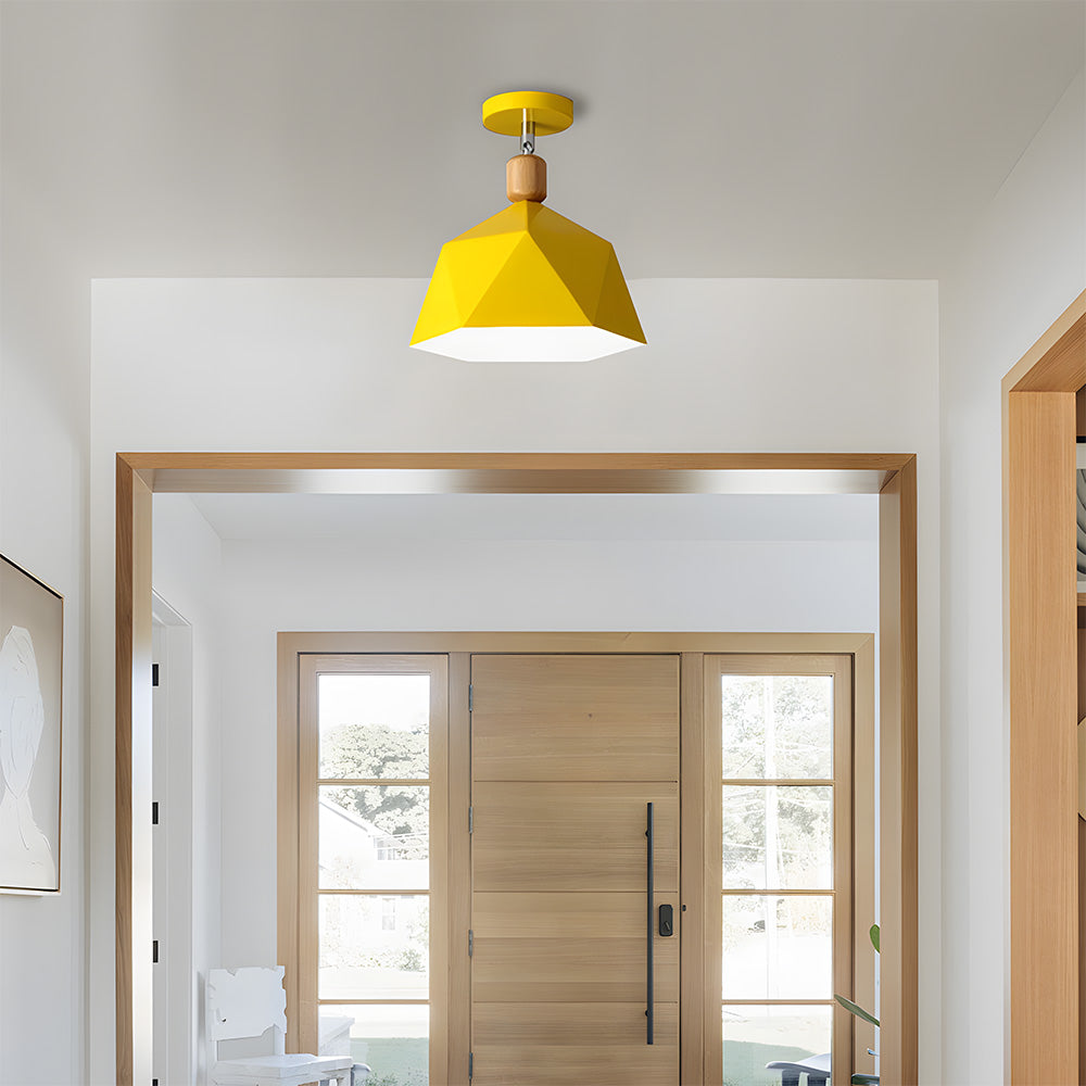 Scandinavische Plafondlamp met Houten Accent