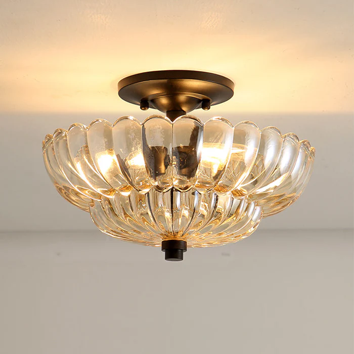 Vintage Glazen Semi-Flush Plafondlamp