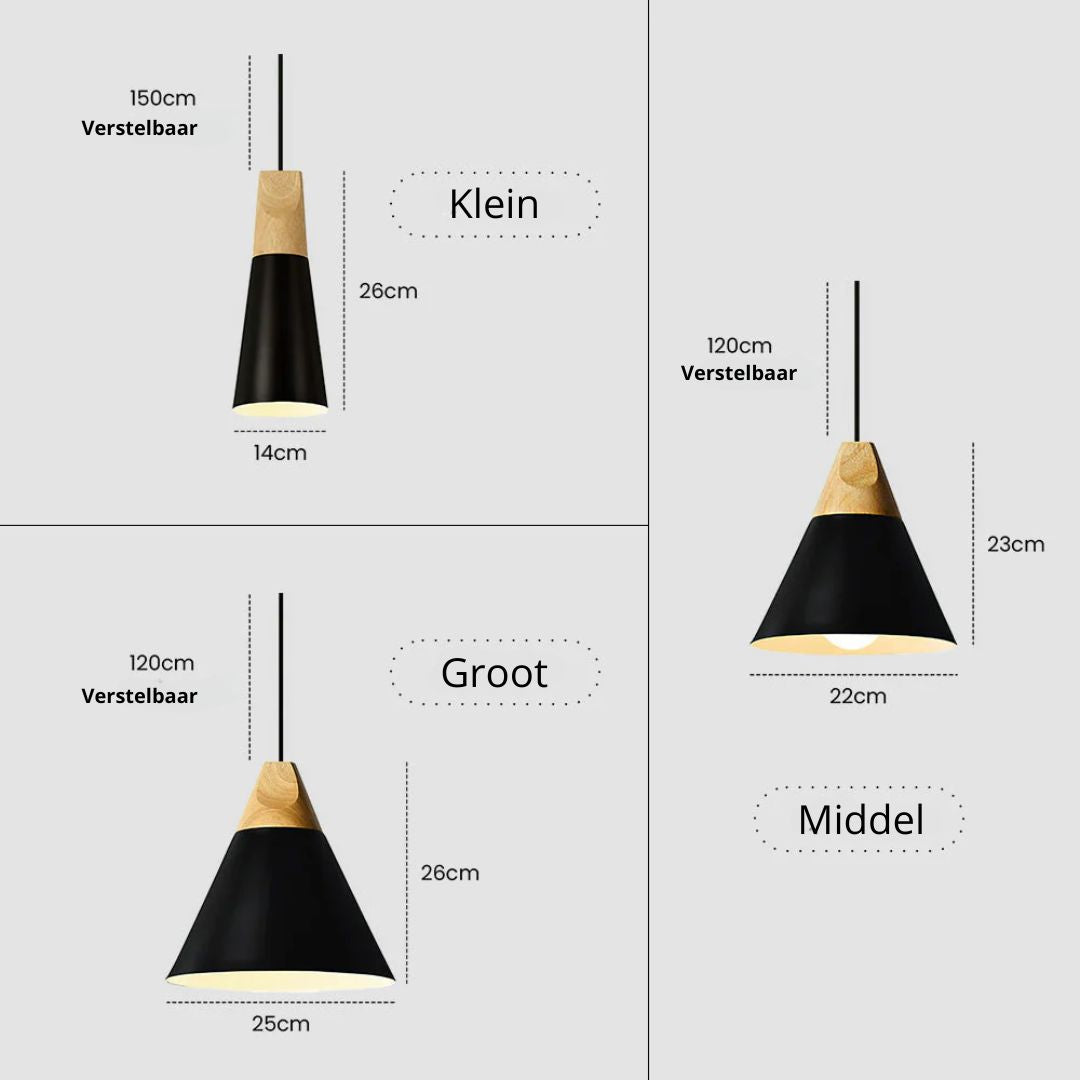 Scandinavische hanglamp van hout en aluminium