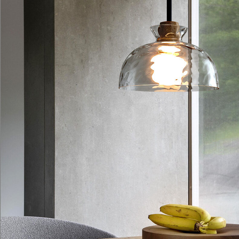 Moderne Glazen Hanglamp Met Houten Accenten