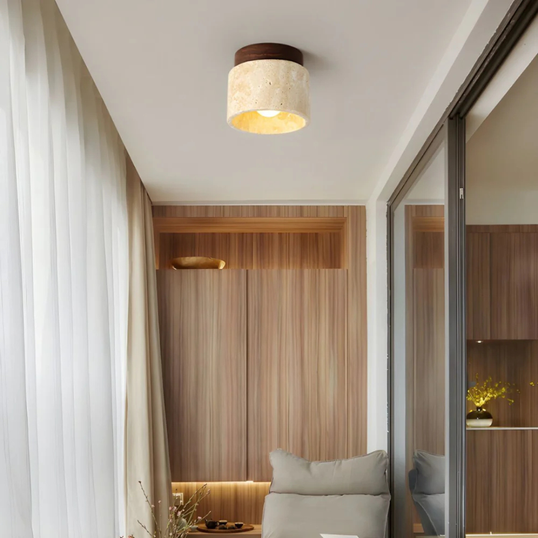 Radia Plafondlamp van Marmer en Hout