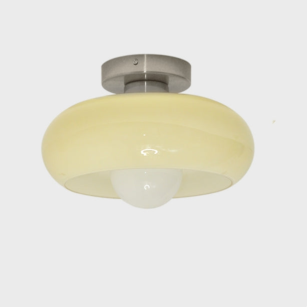 Mid-Century glazen semi-flush plafondlamp