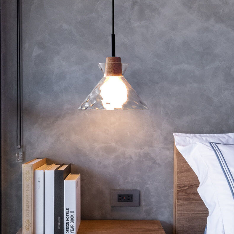 Moderne Glazen Hanglamp Met Houten Accenten