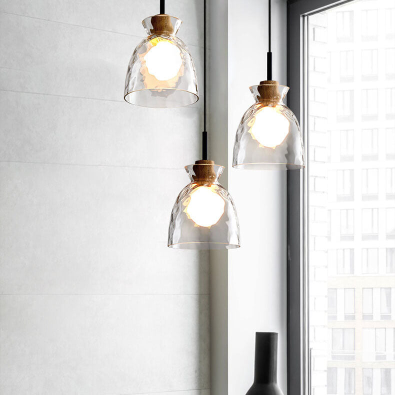 Moderne Glazen Hanglamp Met Houten Accenten