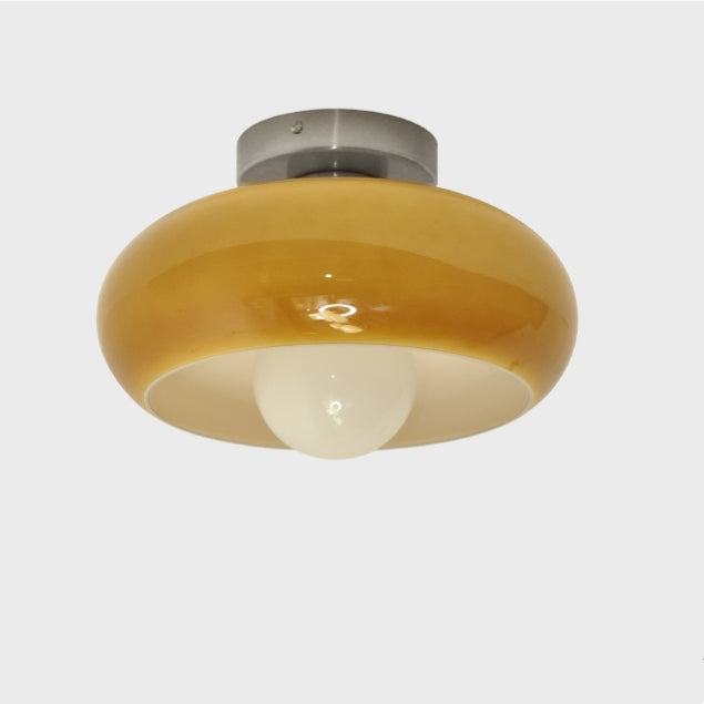 Mid-Century glazen semi-flush plafondlamp