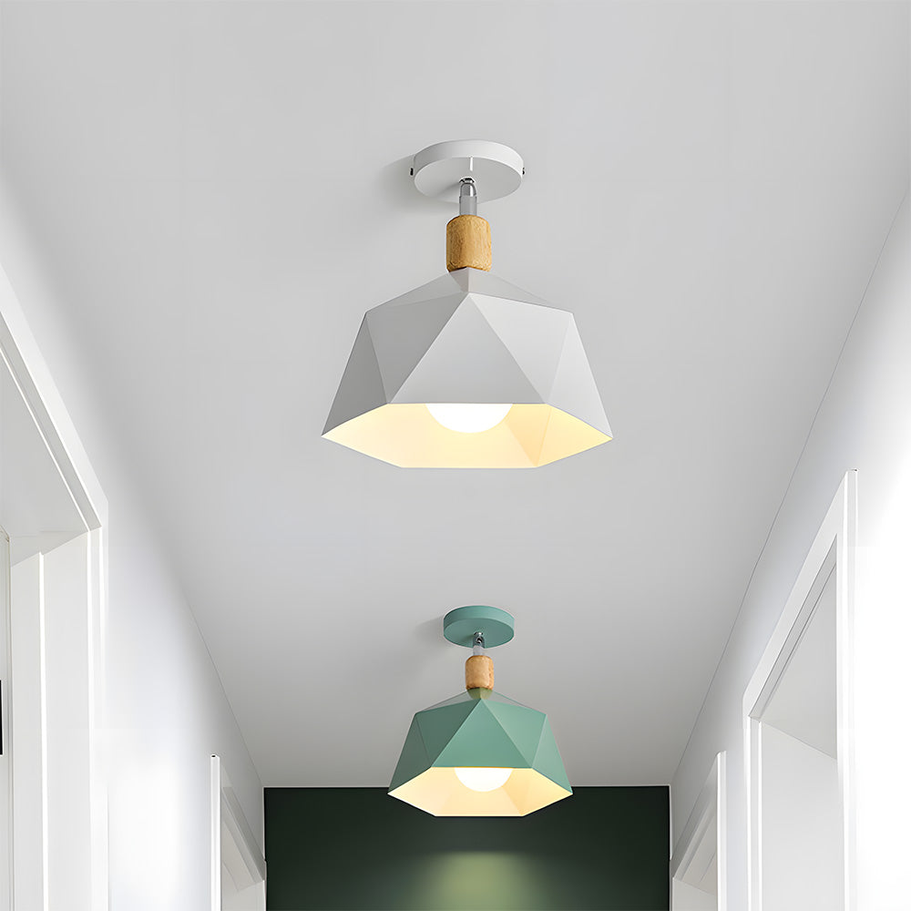 Scandinavische Plafondlamp met Houten Accent