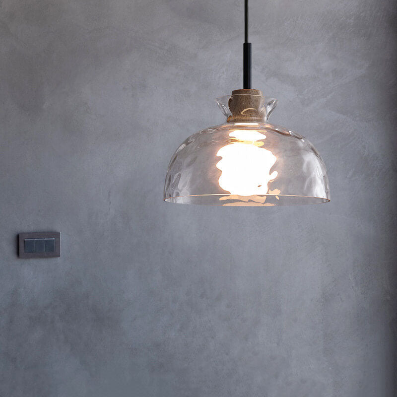 Moderne Glazen Hanglamp Met Houten Accenten