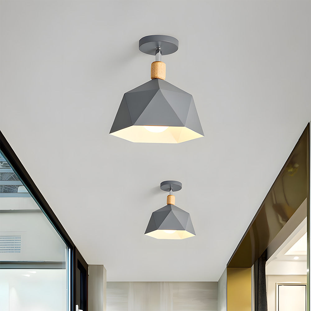 Scandinavische Plafondlamp met Houten Accent