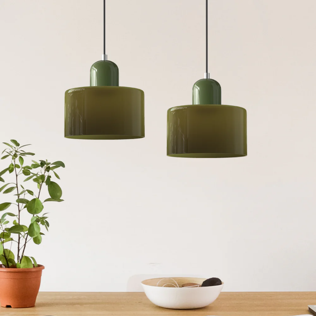 Retro glazen hanglamp Ø15 cm