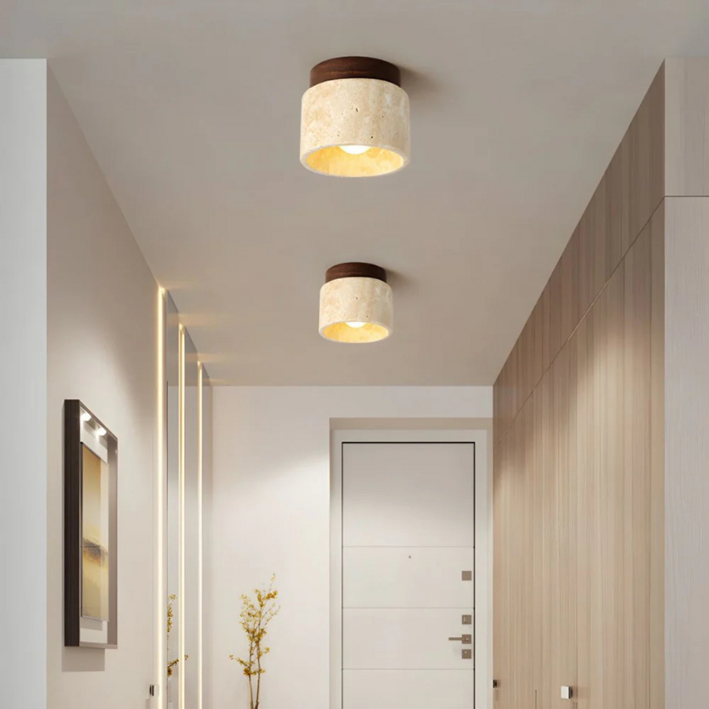 Radia Plafondlamp van Marmer en Hout