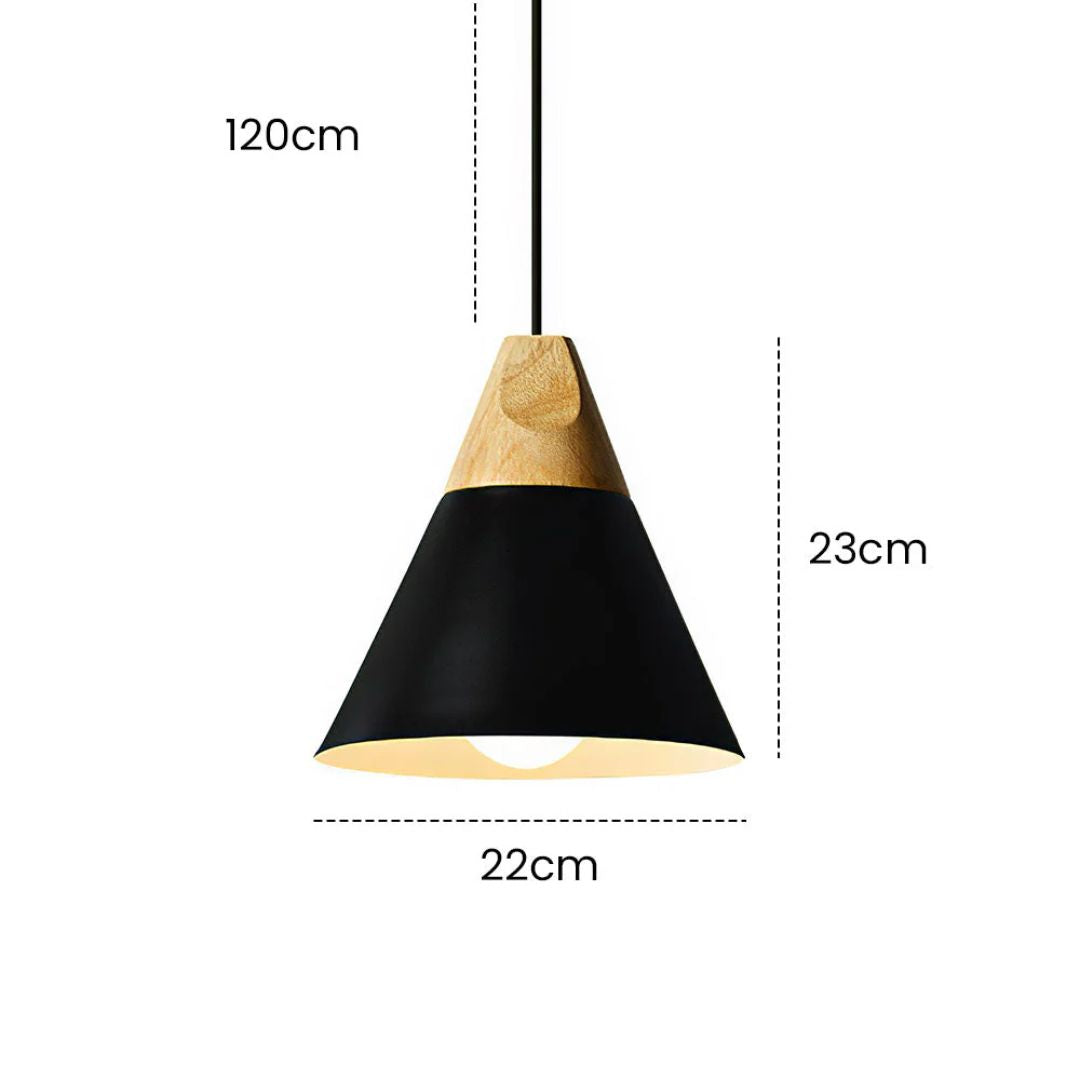 Scandinavische hanglamp van hout en aluminium