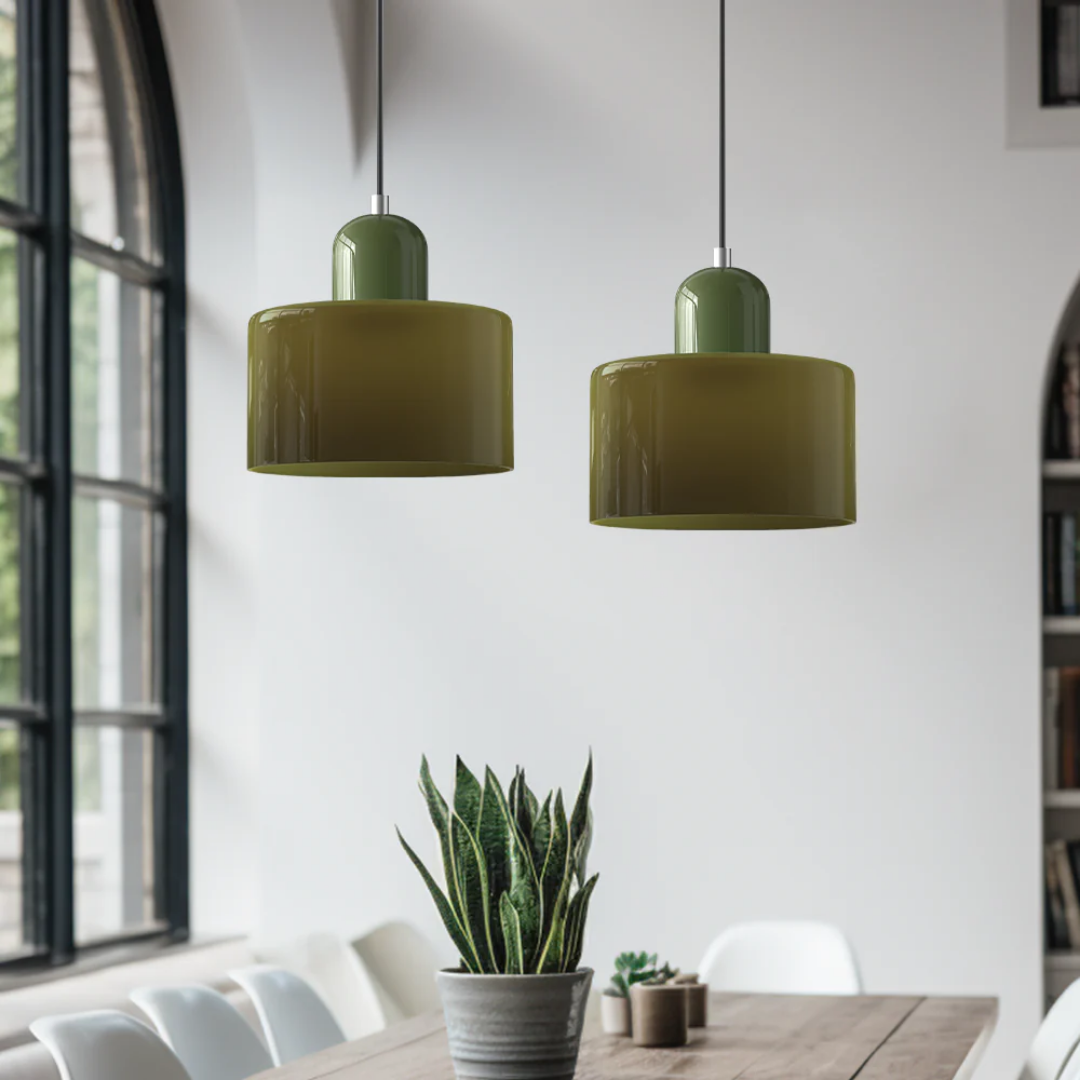 Retro glazen hanglamp Ø15 cm