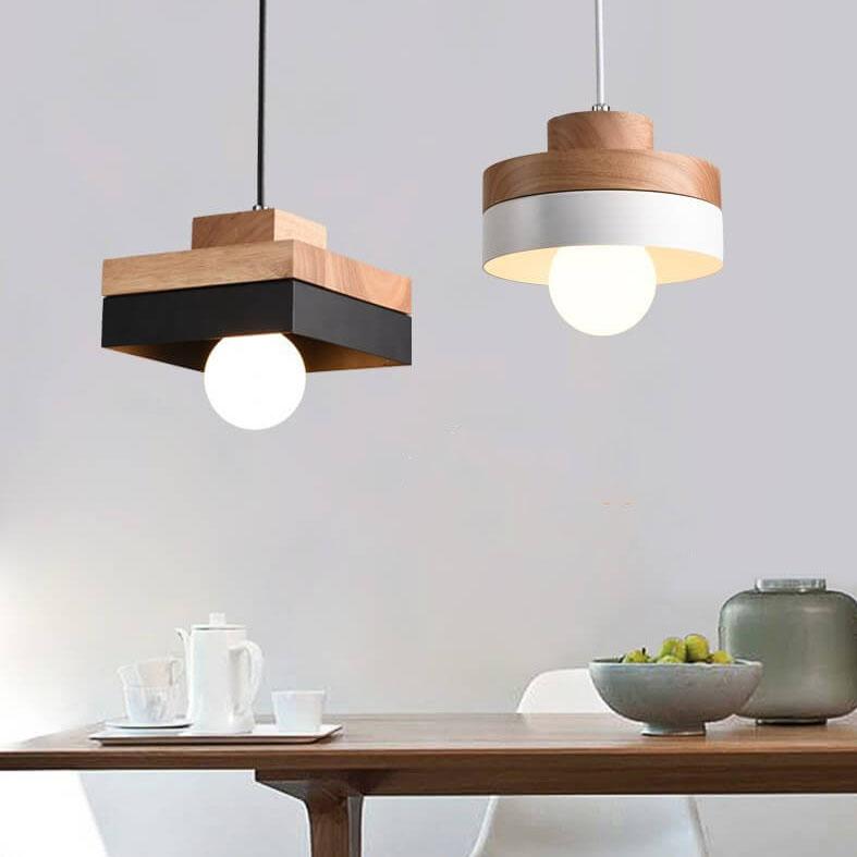 Moderne Hanglamp van Metaal en Hout