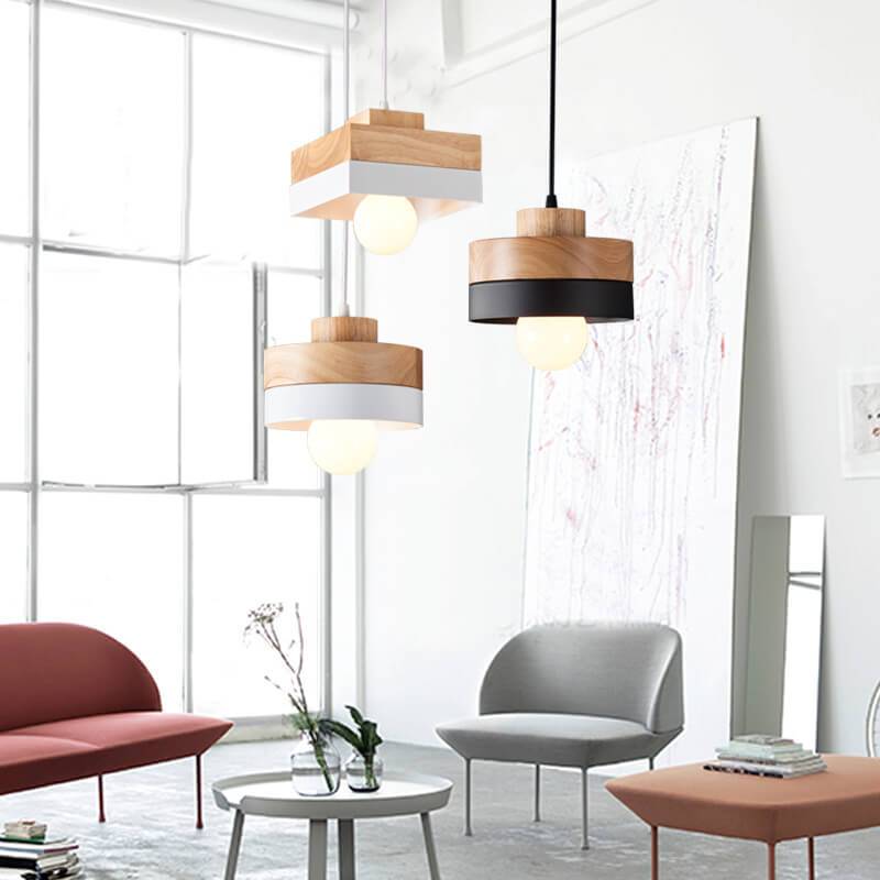 Moderne Hanglamp van Metaal en Hout