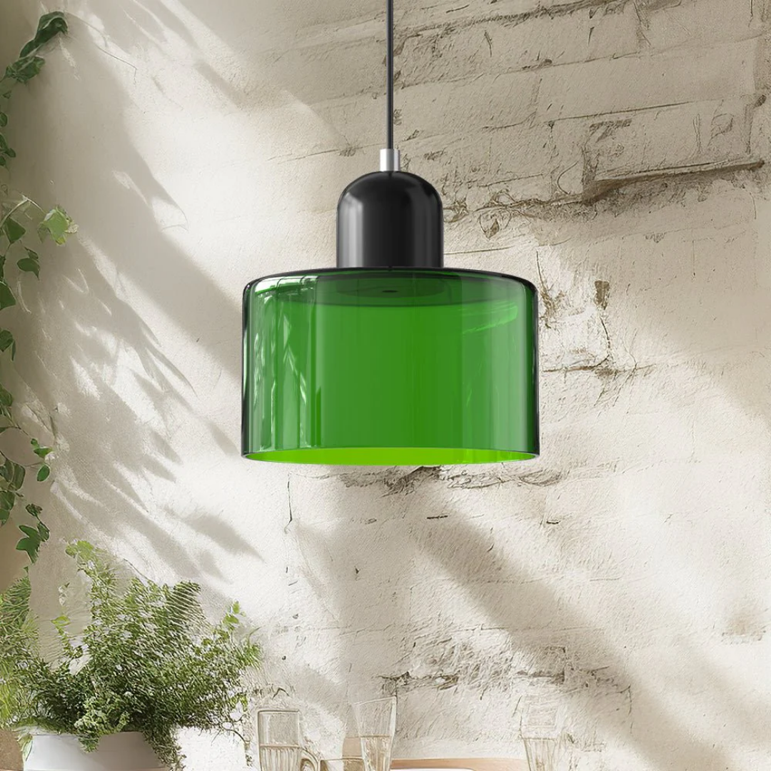 Retro glazen hanglamp Ø15 cm