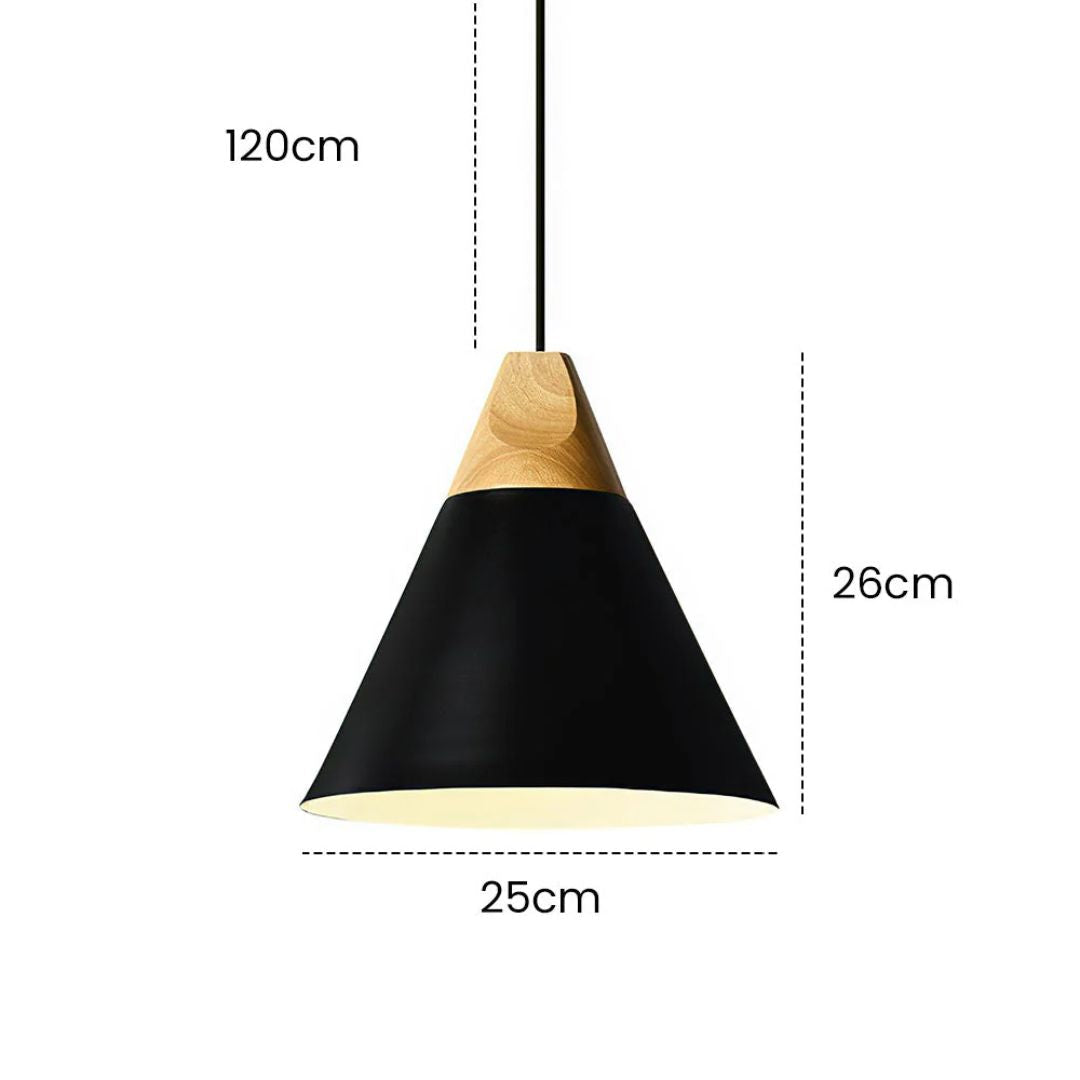 Scandinavische hanglamp van hout en aluminium