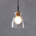 Moderne Glazen Hanglamp Met Houten Accenten