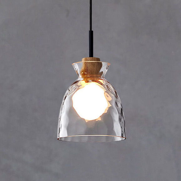 Moderne Glazen Hanglamp Met Houten Accenten