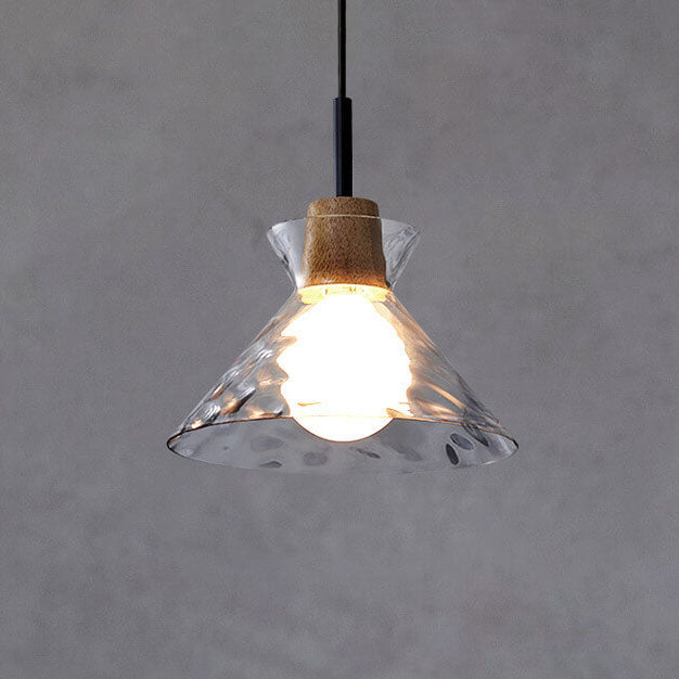 Moderne Glazen Hanglamp Met Houten Accenten