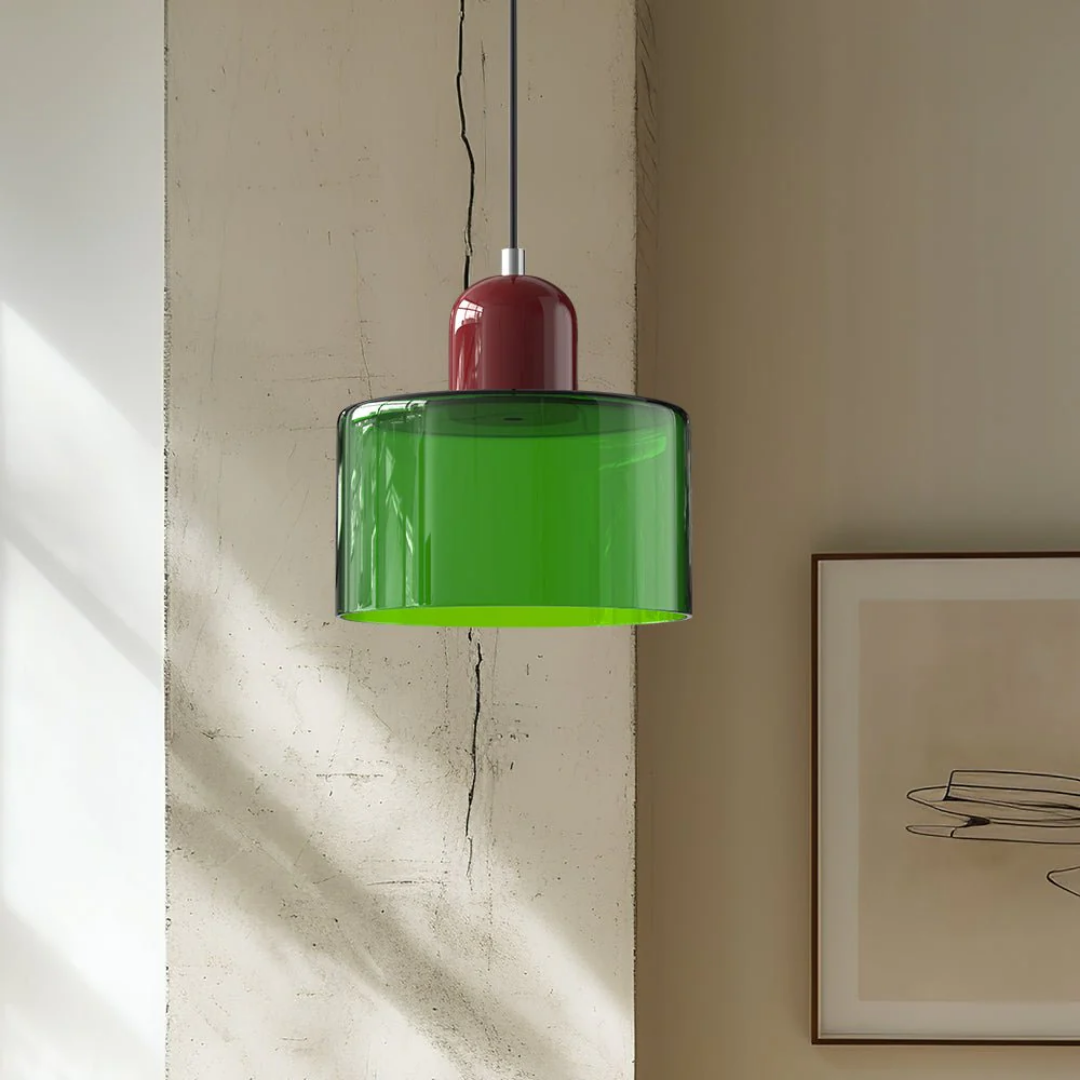 Retro glazen hanglamp Ø15 cm