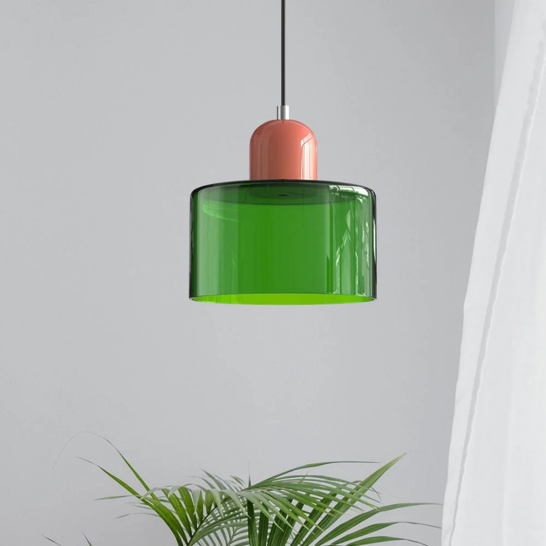 Retro glazen hanglamp Ø15 cm