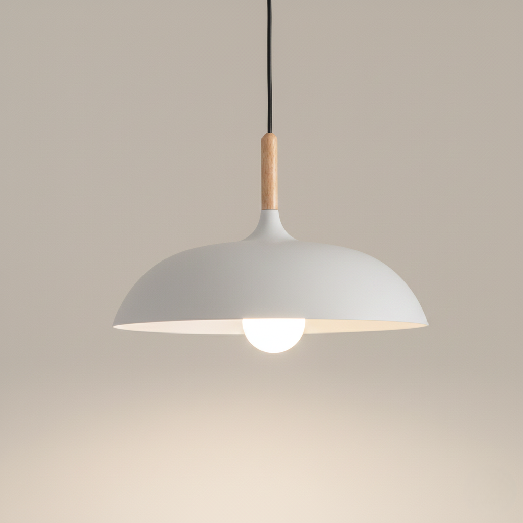 Kleurrijke Metalen Hanglamp met Houten Accent