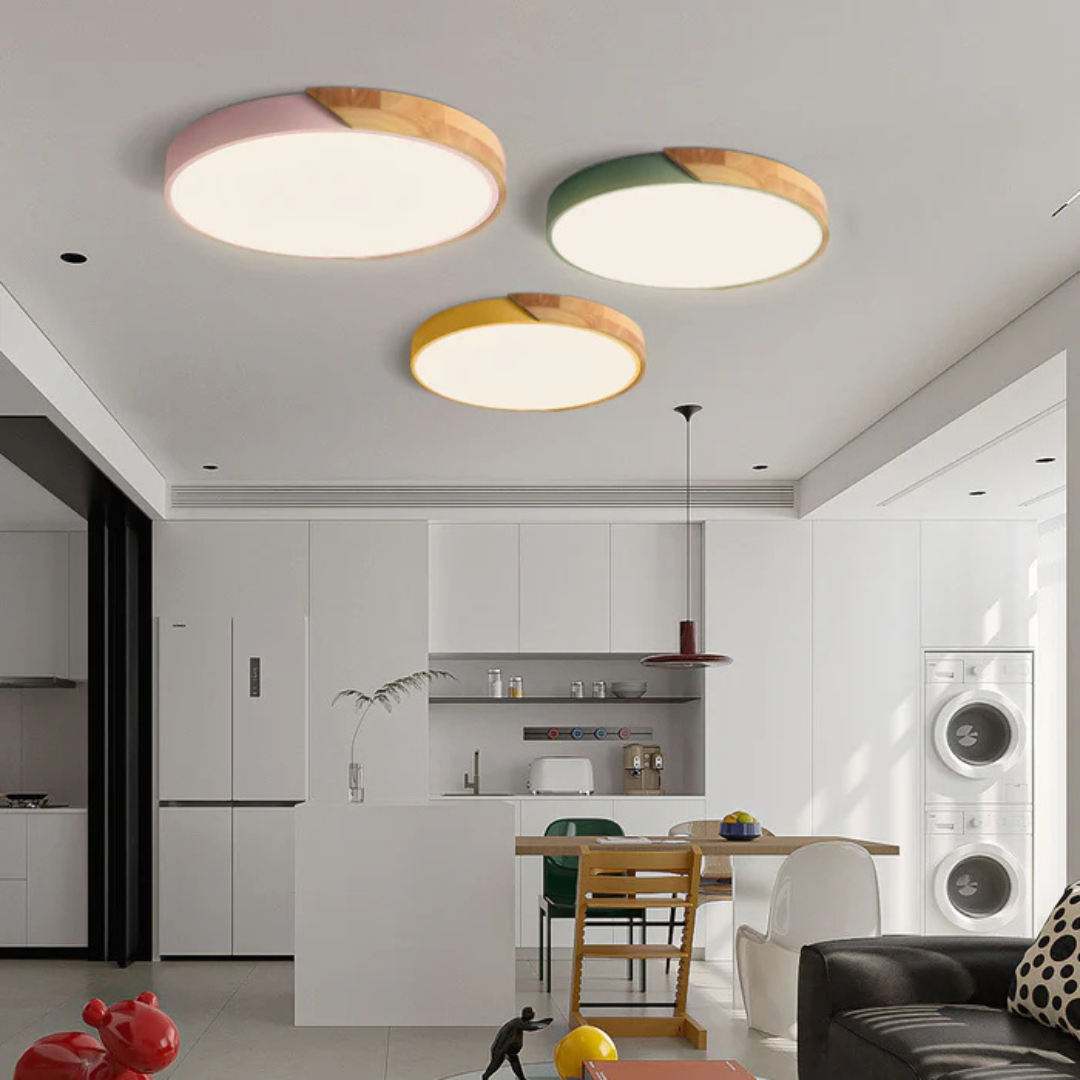 Scandinavische Houten LED Plafondlamp