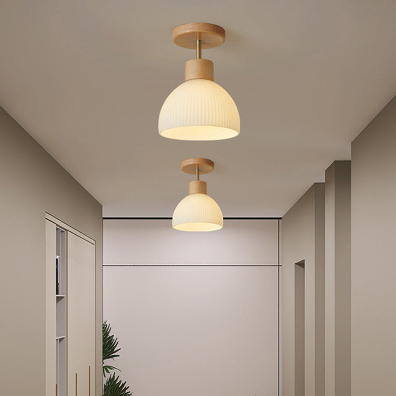 Scandinavische Plafondlamp Hout en Glas