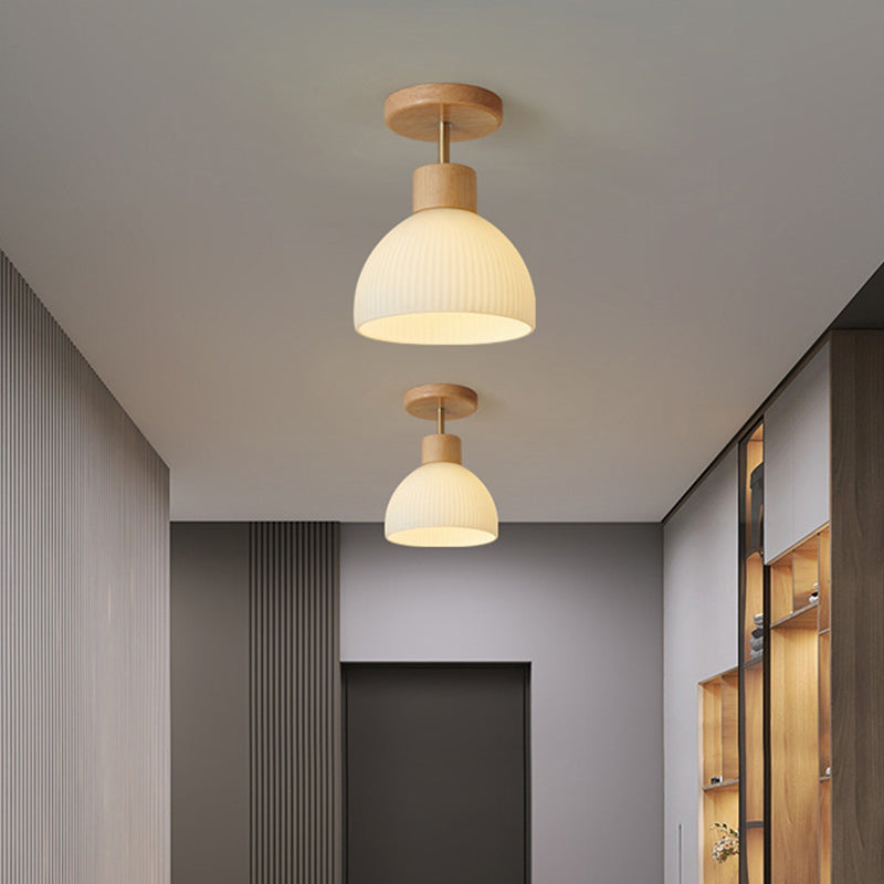 Scandinavische Plafondlamp Hout en Glas