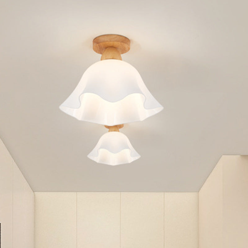 Scandinavische Plafondlamp Hout en Glas