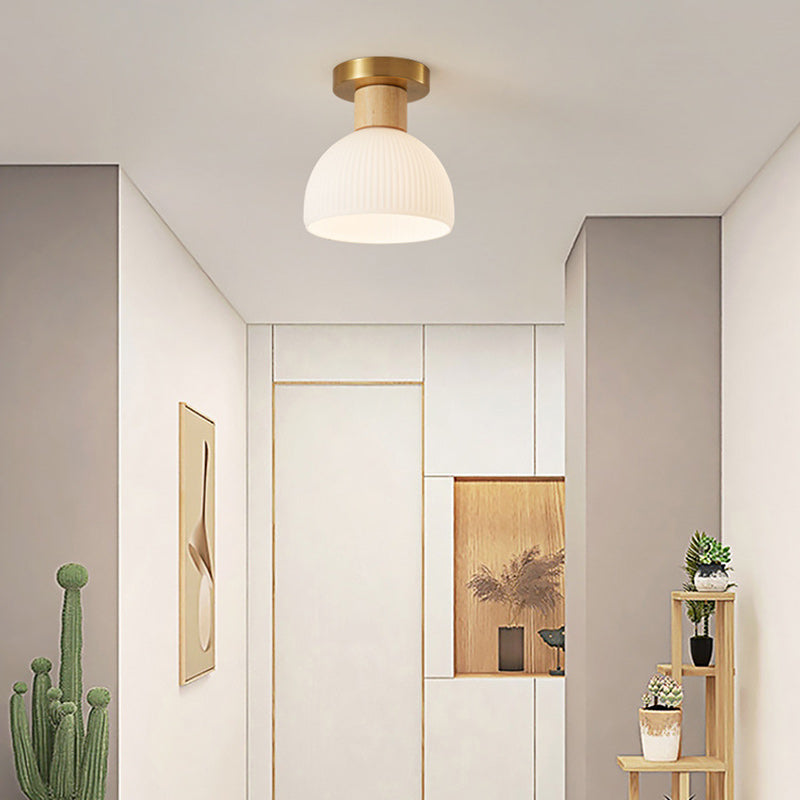 Scandinavische Plafondlamp Hout en Glas