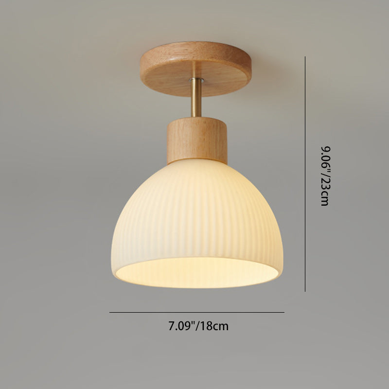 Scandinavische Plafondlamp Hout en Glas