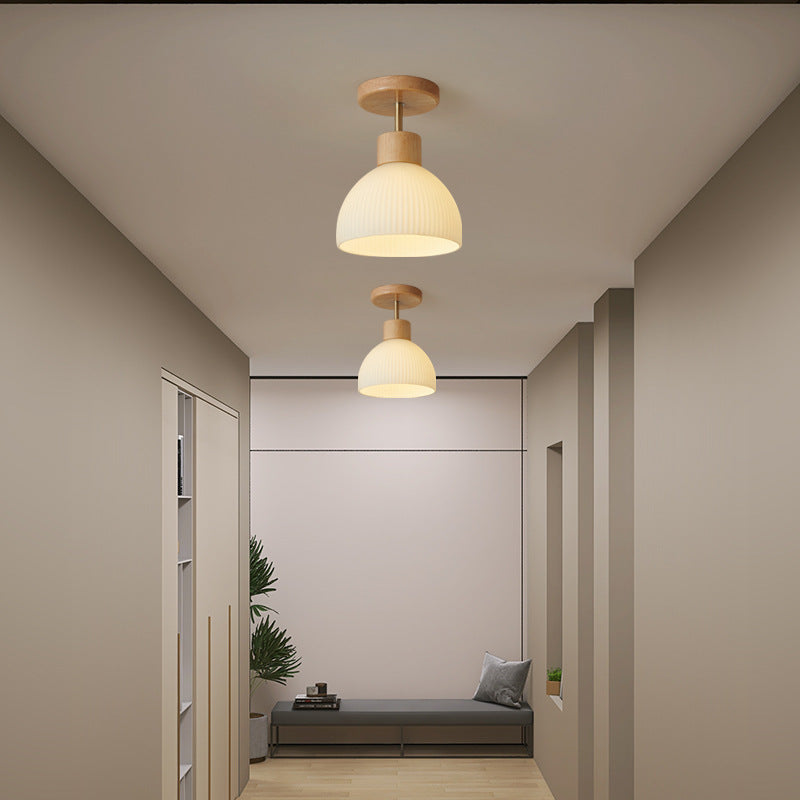 Scandinavische Plafondlamp Hout en Glas