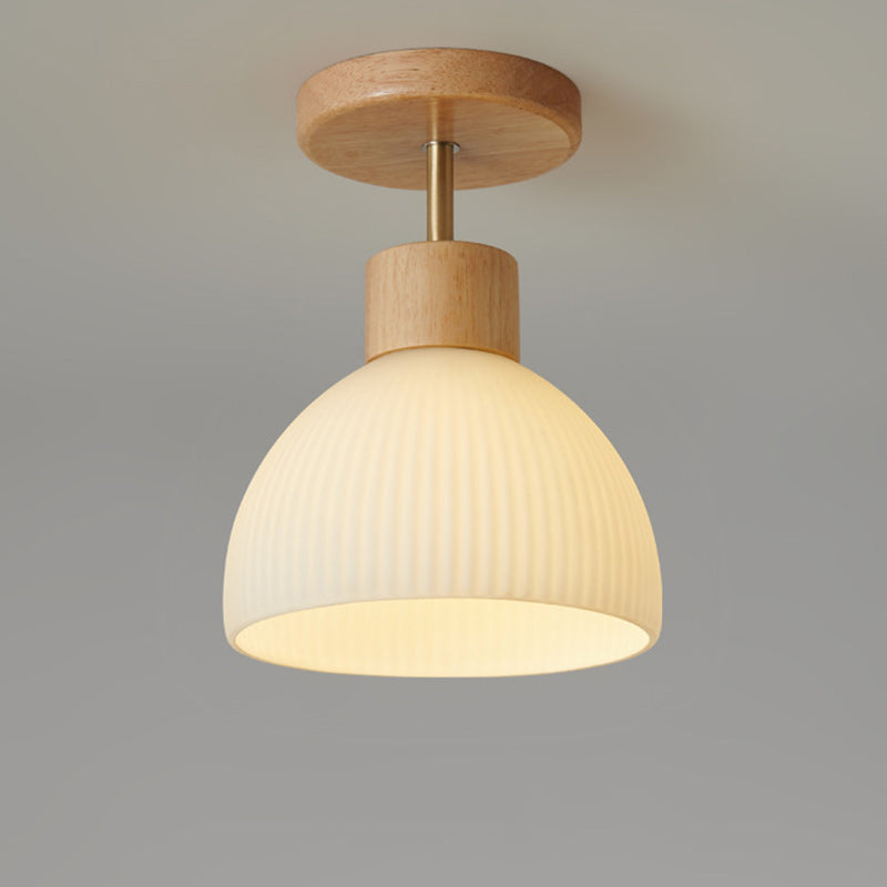 Scandinavische Plafondlamp Hout en Glas