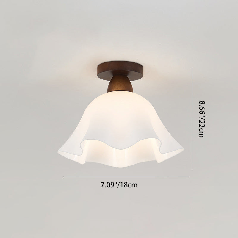 Scandinavische Plafondlamp Hout en Glas