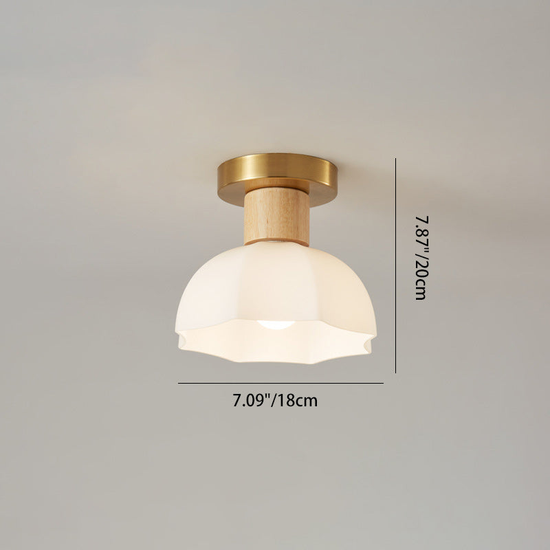 Scandinavische Plafondlamp Hout en Glas