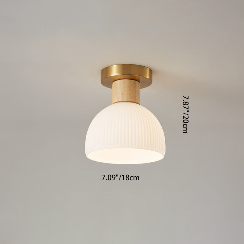 Scandinavische Plafondlamp Hout en Glas